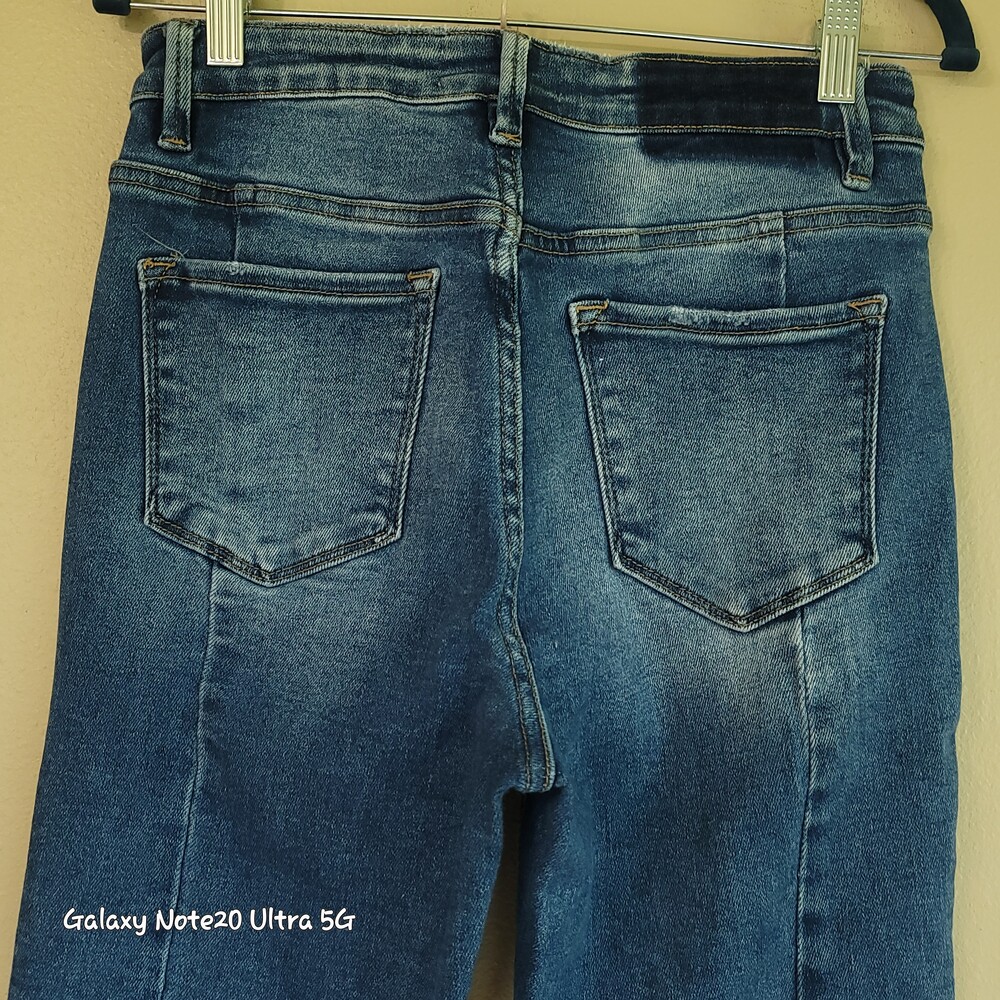 Vervet by Flying Monkey High Rise Front Seam Raw Hem Flare Jeans Sz 27 Like New - Picture 6 of 7